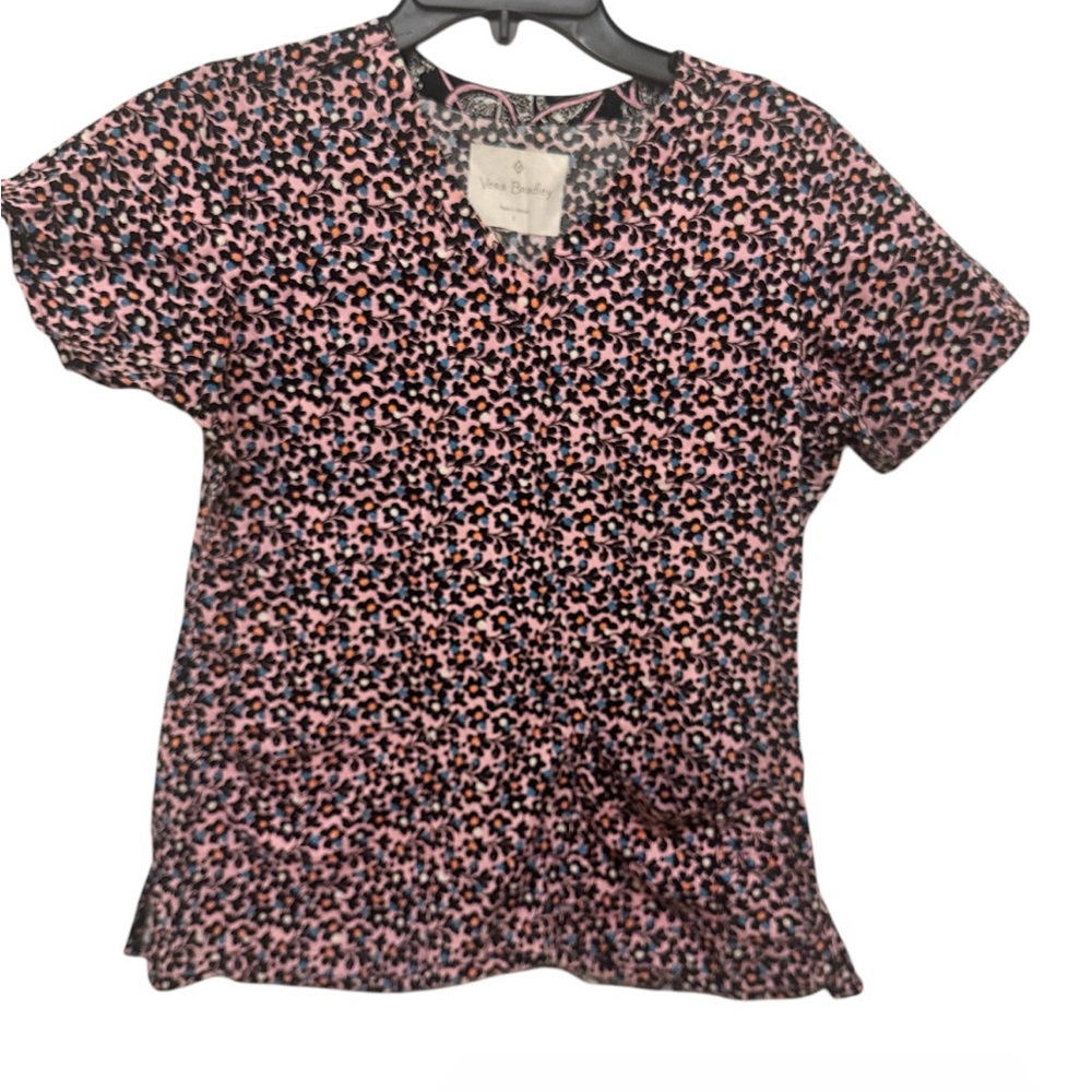 Vera Bradley preowned size Small Pink and Black Flower Print Scrub Top size S